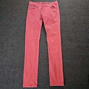 Miss Me Jeans Womens 27 Skinny Ruby Embellished Back JP5636s3 Red Fade 28x33